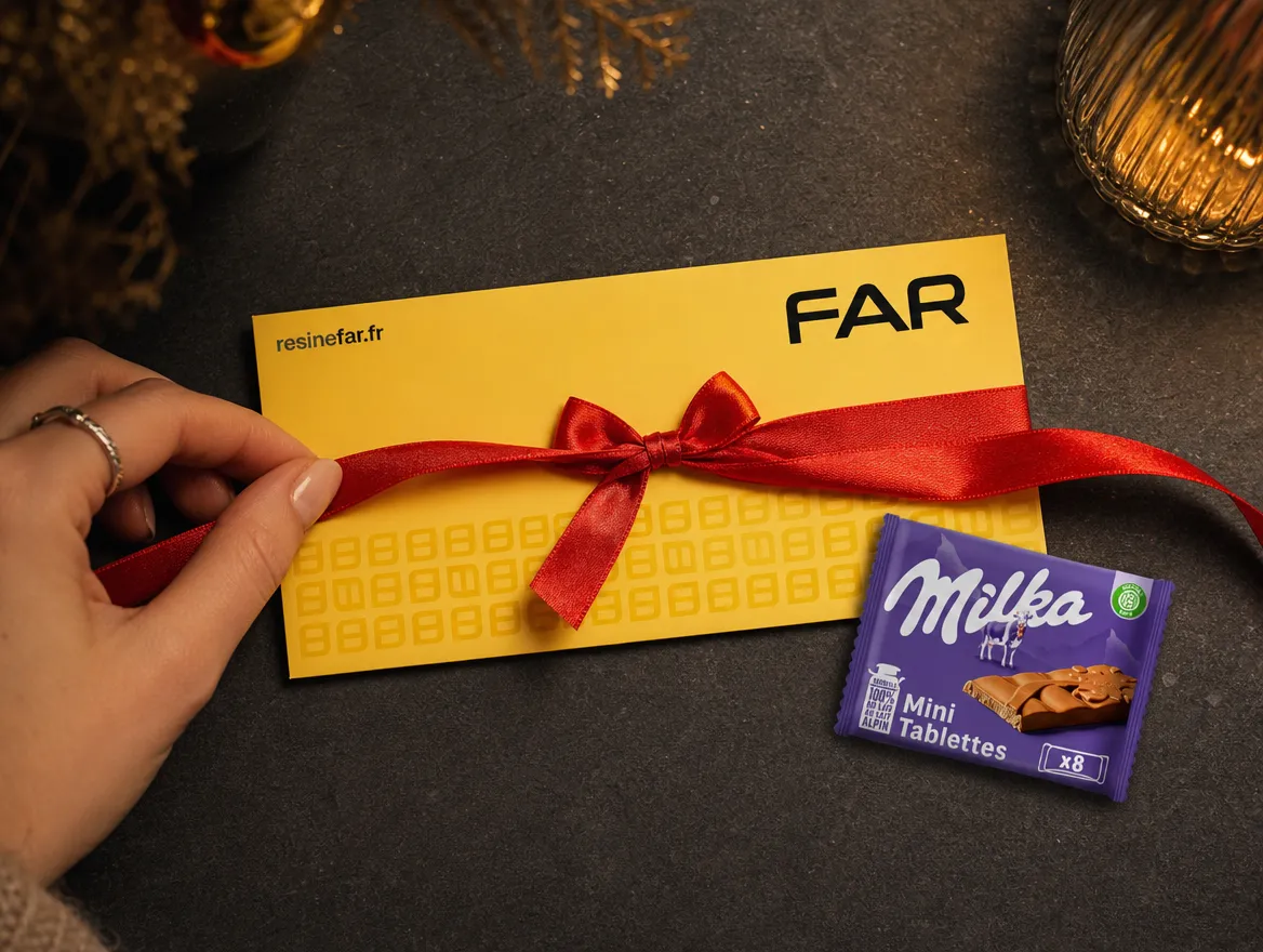 Enveloppe de remerciement FAR fermée, aux couleurs de la marque