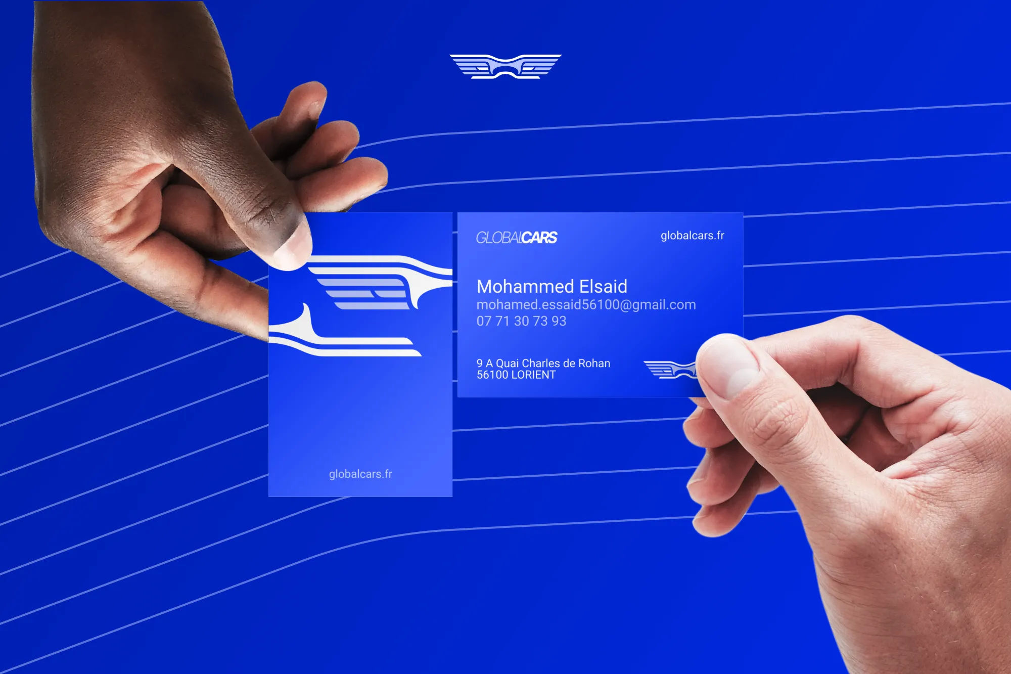 Carte de visite Global Cars aux codes de l’emblème