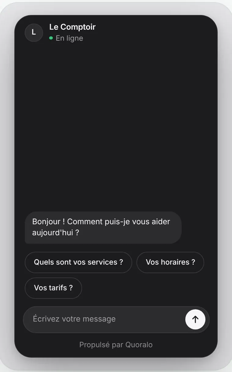 Le panneau de chat au design Graphite