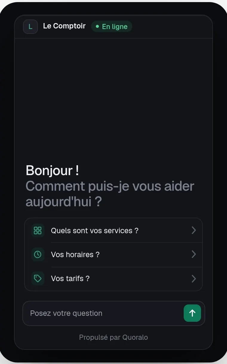 Le panneau de chat au design Nocturne