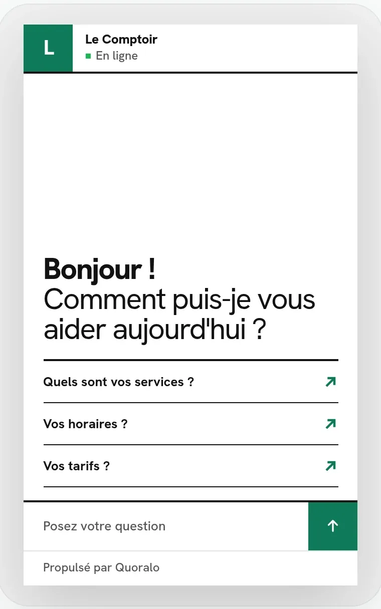 Le panneau de chat au design Suisse