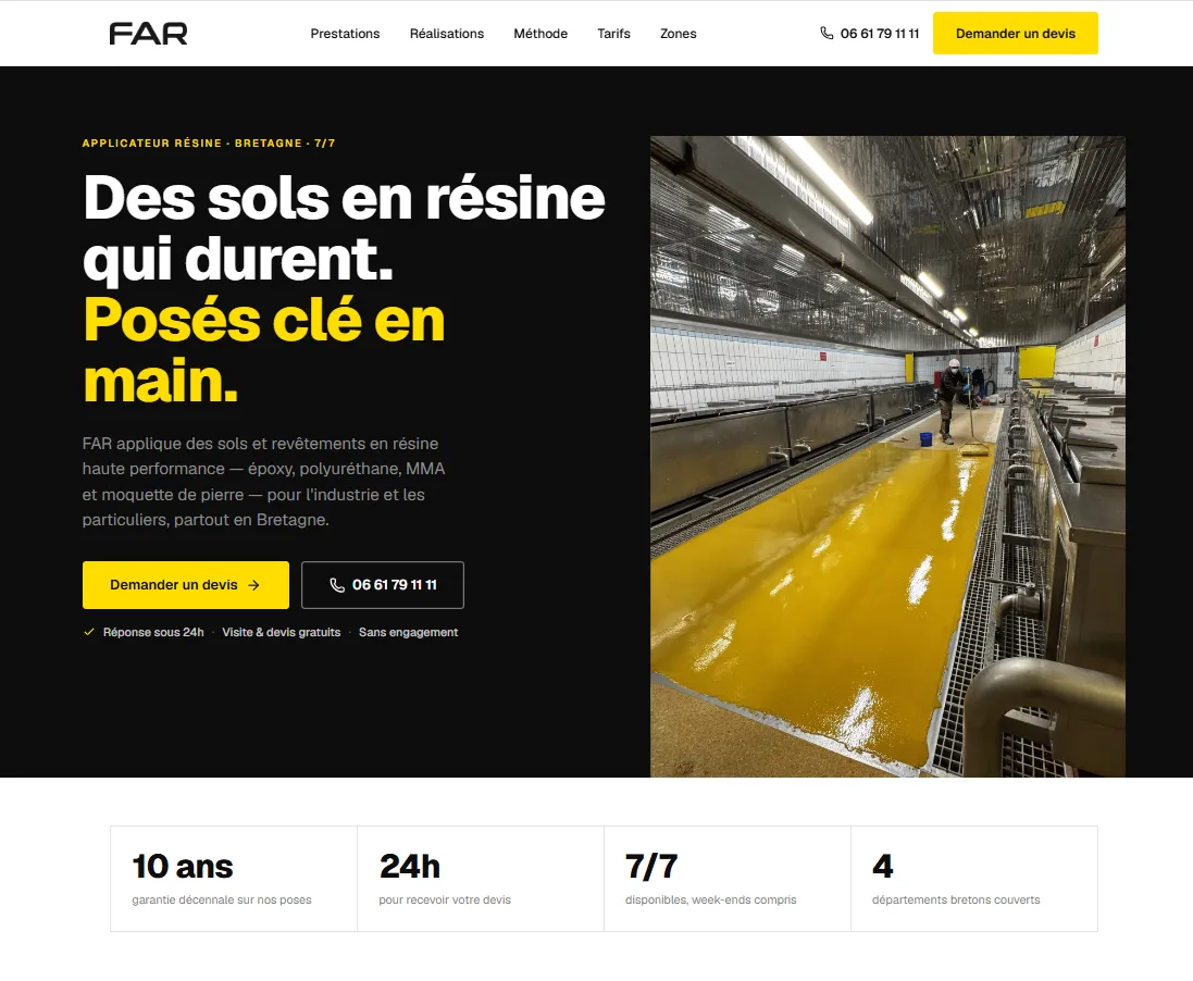 Site resinefar.fr — page d'accueil, réalisation Azelize