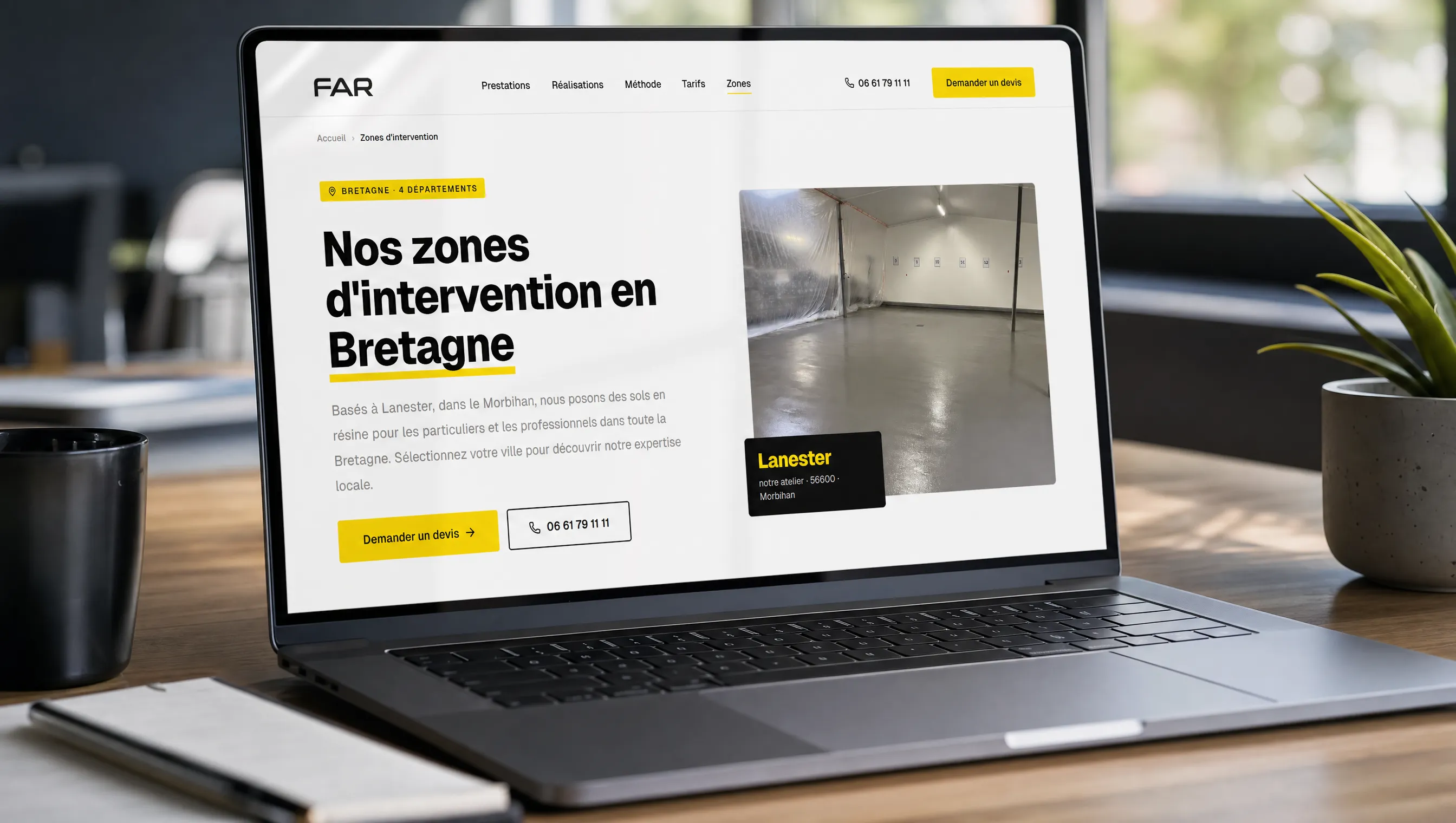 Site resinefar.fr livré par Azelize, affiché sur ordinateur portable